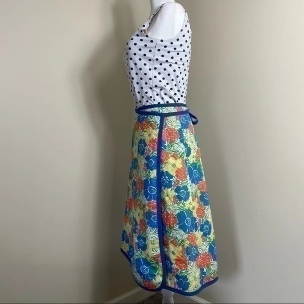 60s/70s reversible wrap skirt. Blue yellow. Vintage. Large. Floral.